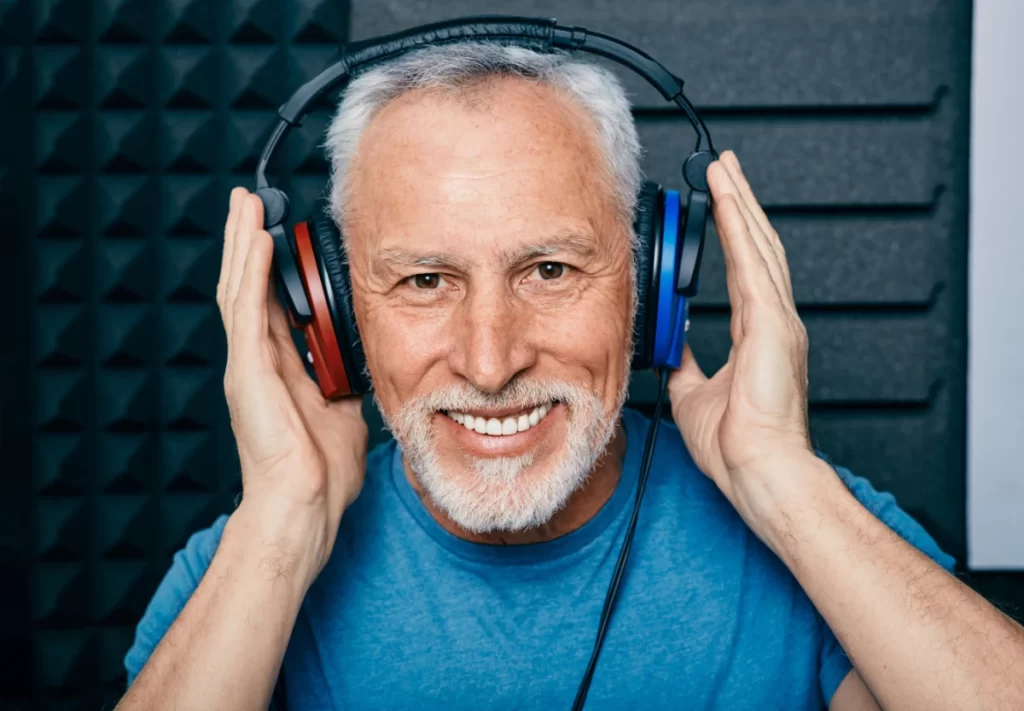 man having hearing test audiogram